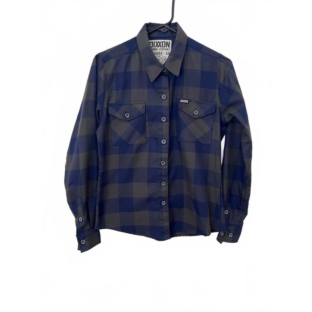 0 Dark 30 Heritage Dixon Flannel Co Gray & Navy Buffalo Plaid Collared Shirt - S